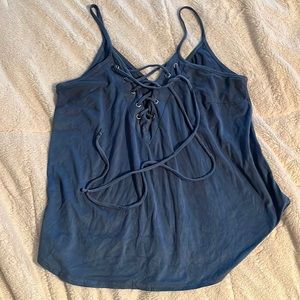 Sexy suede lace up tank top - loose on bottom - Size S